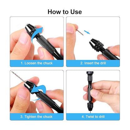 MINI TALADRO MANUAL 8 BROCAS MADERA MARQUETERÍA PLÁSTICO