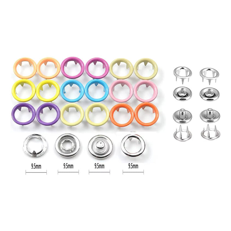 10X BOTONES PRESIÓN METÁLICOS 95MM ROPA JEAN BEBÉ MANUALIDAD COLORES MIXTOS BOTONES PRESION METAL