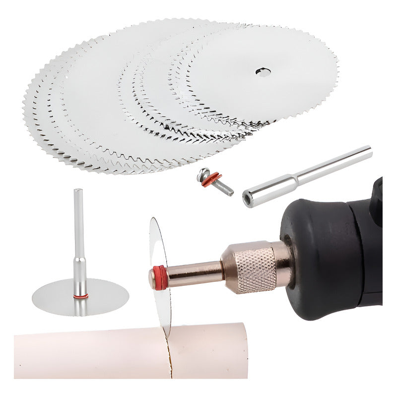 11 PCS DISCO CORTE ACERO INOXIDABLE MADERA MARQUETERÍA PLATEADO