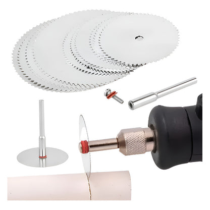 11 PCS DISCO CORTE ACERO INOXIDABLE MADERA MARQUETERÍA PLATEADO