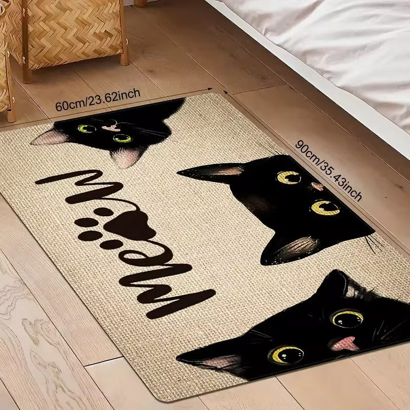 TAPETE ENTRADA CASA BAÑO COCINA ALCOBA ADORNO MASCOTA GATOS 60 CM 40 CM ANIMAL PRINT AMARILLO