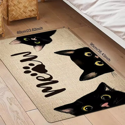 TAPETE ENTRADA CASA BAÑO COCINA ALCOBA ADORNO MASCOTA GATOS 60 CM 40 CM ANIMAL PRINT AMARILLO