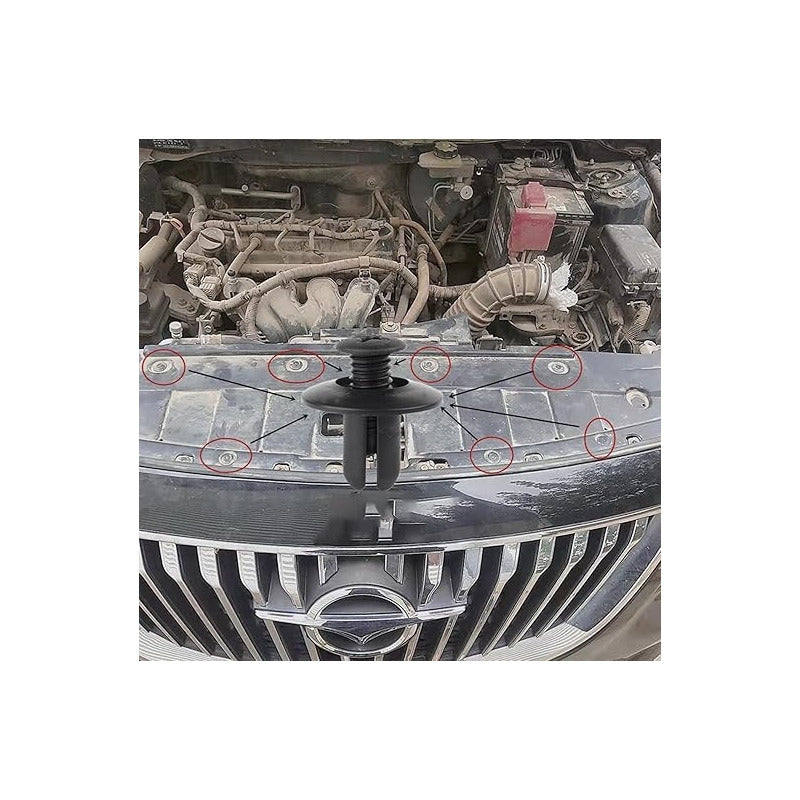 10X PIN PLÁSTICO CLIP AJUSTE AUTO REMACHE MOTOR RETENEDOR NEGRO