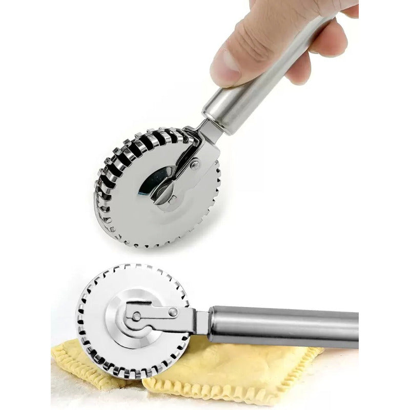 CORTADOR RUEDA PASTELERÍA ACERO INÓXIDABLE PANADERÍA PLATEADO