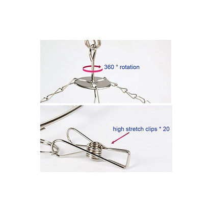 GANCHO ROPA INTERIOR MEDIAS METALICO REDONDO 20 CLIPS FUERTE PLATEADO