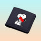 BILLETERA LONA NEGRA SNOOPY CORAZÓN TARJETERO MONEDERO NEGRO LISO