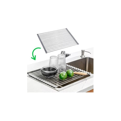 ESCURRIDOR PLATOS PLEGABLE ACERO INOXIDABLE UTENSILIOS COCIN PLATEADO