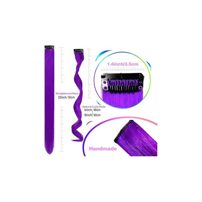 EXTENSIÓN CABELLO LISO SINTÉTICO 22 PULG VIOLETA CLIP VIOLETA
