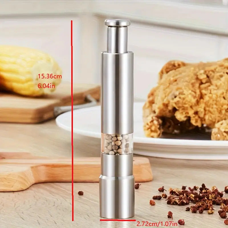 MOLEDOR TRITURADOR DISPENSADOR PIMIENTA ACERO INOXIDABLE PLATEADO