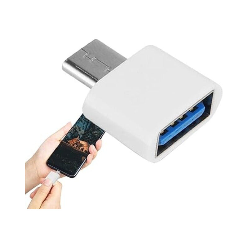 ADAPTADOR CONVERTIDOR USB HEMBRA TIPO C MACHO OTG 3.0 BLANCO BLANCO