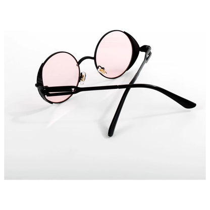 GAFAS SOL POLICARBONATO UV REDONDAS ROSA STEAMPUNK FASHION REDONDO ROSA CLARO NEGRO NEGRO