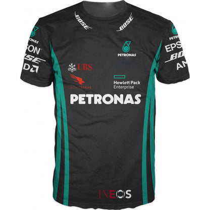 CAMISETA F1 RACING POLYESTER TRANSPIRABLE PETRONAS HAMILTON NEGRO Y VERDE POLYESTER 2XL (ASIA)