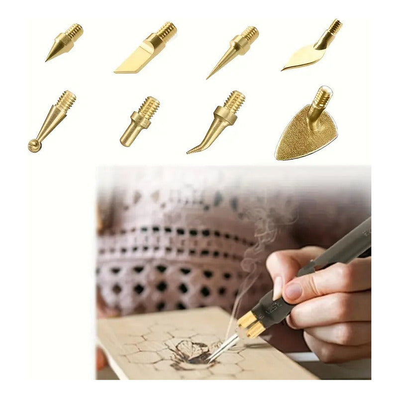 8 PCS PUNTAS QUEMADO MADERA PIROGRAFÍA MARQUETERÍA BISUTERÍA 12V