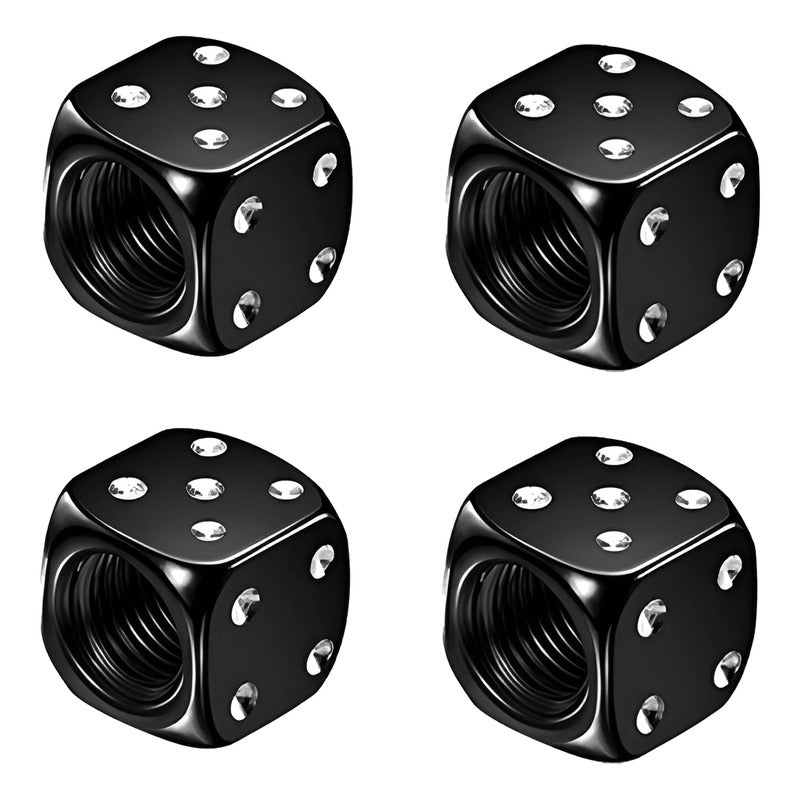 JUEGO TAPA VÁLVULA AIRE NEUMÁTICO LLANTA DADOS ALUMINIO