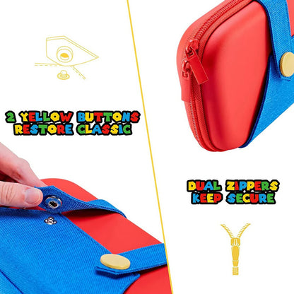 ESTUCHE RIGIDO NINTENDO DISEÑO MARIO SWITCH 24X13X4 CMS ROJO Y AZUL