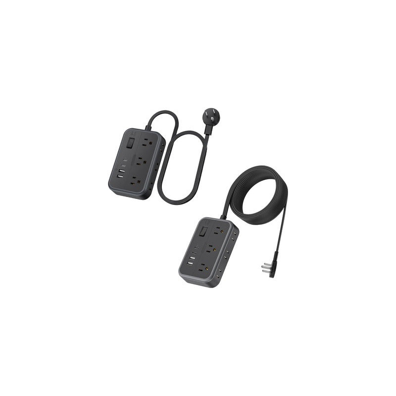 MULTITOMA 6 SALIDAS 2 USB 2 TIPO C NEGRO SWITCH ENCENDIDO NEGRO 110V