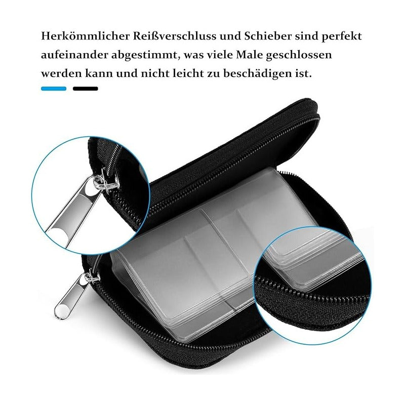 ESTUCHE TARJETAS MEMORIA SD FLASH 22 ESPACIOS BOLSILLOS NEGRO