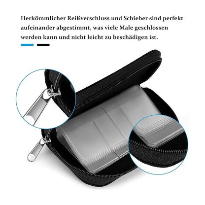 ESTUCHE TARJETAS MEMORIA SD FLASH 22 ESPACIOS BOLSILLOS NEGRO