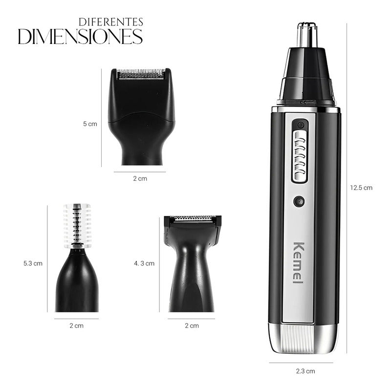MÁQUINA AFEITAR 4 EN 1 RECARGABLE USB VELLO NASAL AURICULAR NEGRO/PLATEADO 5V