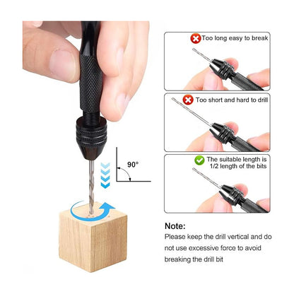 MINI TALADRO MANUAL 8 BROCAS MADERA MARQUETERÍA PLÁSTICO