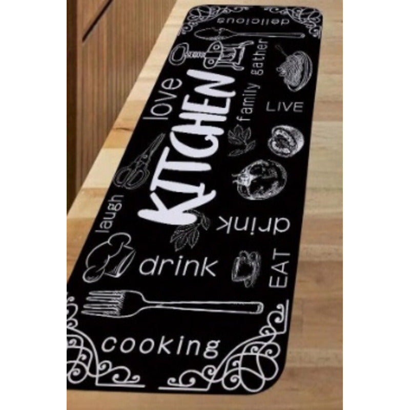 TAPETE COCINA CAFETERIA RESTAURANTE KITCHEN 120X40CM 1.2 M 40 CM MODERNO NEGRO