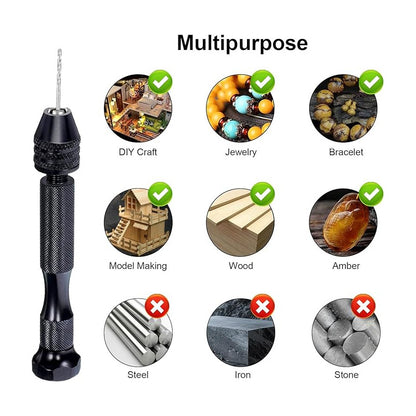 MINI TALADRO MANUAL 8 BROCAS MADERA MARQUETERÍA PLÁSTICO