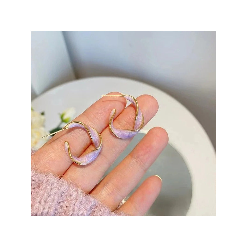 ARETES PENDIENTES TRENZADO MORADO LAVANDA LAVANDA