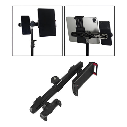 BASE SOPORTE UNIVERSAL DOBLE TABLET CELULAR ROSCA 1/4 TRIPOD NEGRO