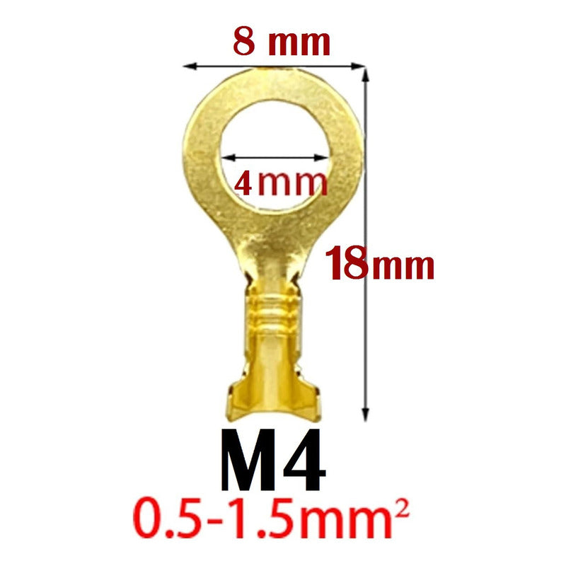 10X CONECTOR ENCRIMPADO M4 REDONDO 4MM X 8MM X 18MM CONEXION COBRE
