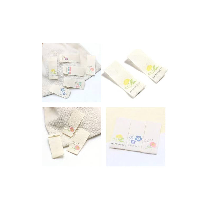 10X ETIQUETA TELA ROPA SASTRERÍA MODA DISEÑOS FLORALES