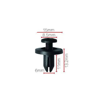 10X PIN CLIP PLÁSTICO AJUSTE REMACHE 15X11X6MM CARRO TABLERO NEGRO