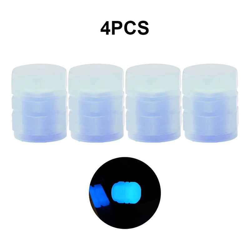 JUEGO TAPA VÁLVULA AIRE LLANTA NEUMÁTICO FLOURESCENTE AZUL