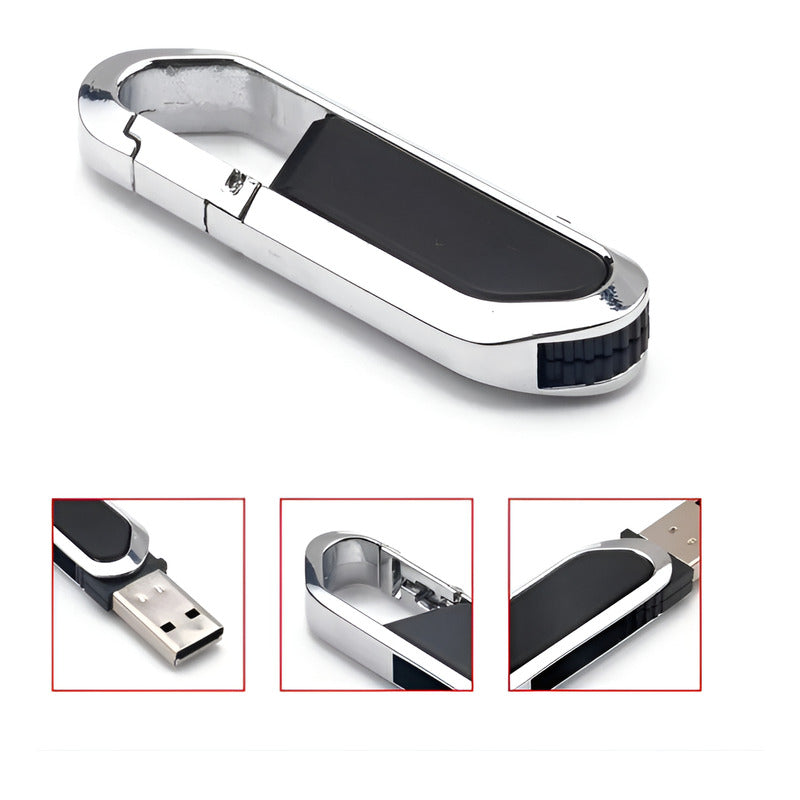 MEMORIA FLASH USB METAL 64GB CLIP ARNES LLAVERO NEGRO NEGRO MINI METAL