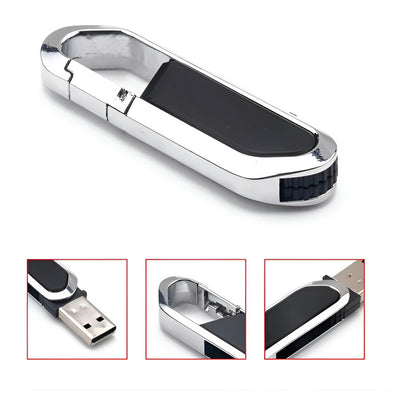 MEMORIA FLASH USB METAL 64GB CLIP ARNES LLAVERO NEGRO NEGRO MINI METAL