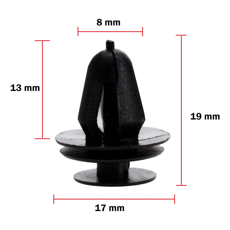10X PIN CLIP PLÁSTICO REMACHE AJUSTE CARRO RETENEDOR MOTOR NEGRO