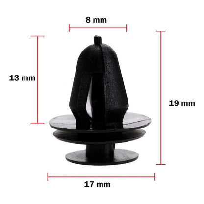 10X PIN CLIP PLÁSTICO REMACHE AJUSTE CARRO RETENEDOR MOTOR NEGRO