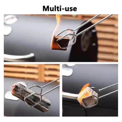 PINZAS EXTRALARGAS BBQ CARBON ACERO INOXIDABLE 30CMS PLATEADO