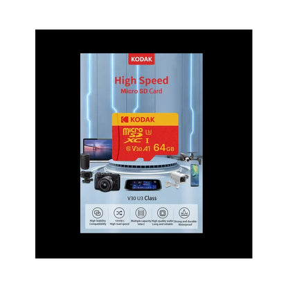 TARJETA MICRO SD 64GB KODAK A1 V30 XC C10 I3 4K ADAPTADOR SD