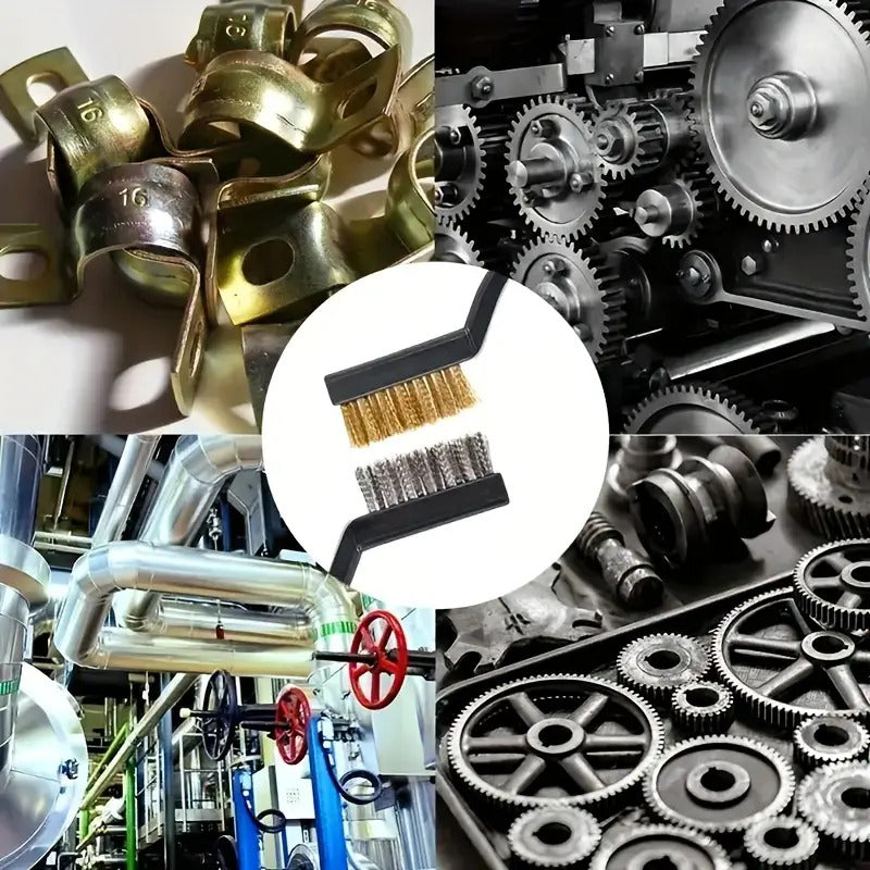 SET 3 CEPILLOS TRABAJO PESADO INDUSTRIAL ACERO LATÓN NYLON