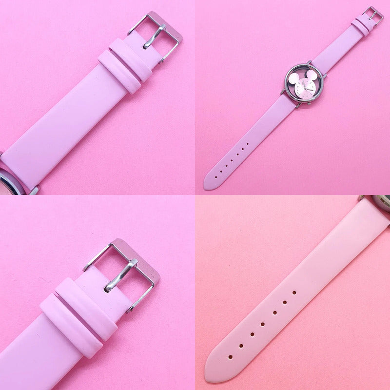 RELOJ NIÑA MUJER ROSA DISEÑO MINNIE REGALO ROSA PLATEADO ROSA