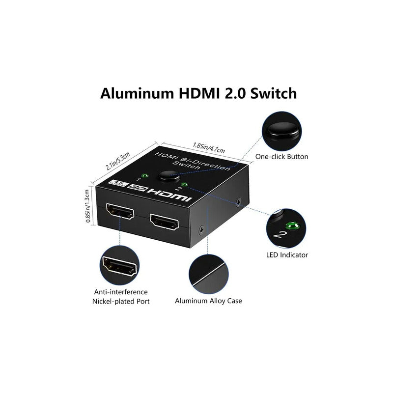 SPLITTER DIVISOR SEÑAL 2 EN 1 HDMI 4K 60HZ CONSOLA TV LAPTOP