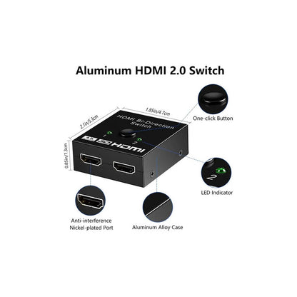 SPLITTER DIVISOR SEÑAL 2 EN 1 HDMI 4K 60HZ CONSOLA TV LAPTOP