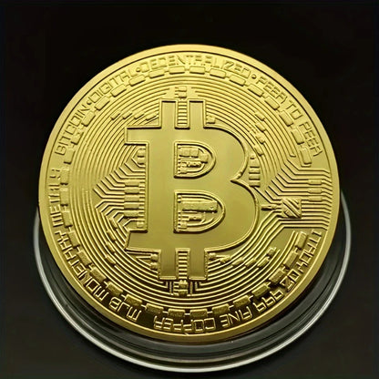 MONEDA BITCOIN COLECCIONABLE DORADA METÁLICA CRIPTO LUJO
