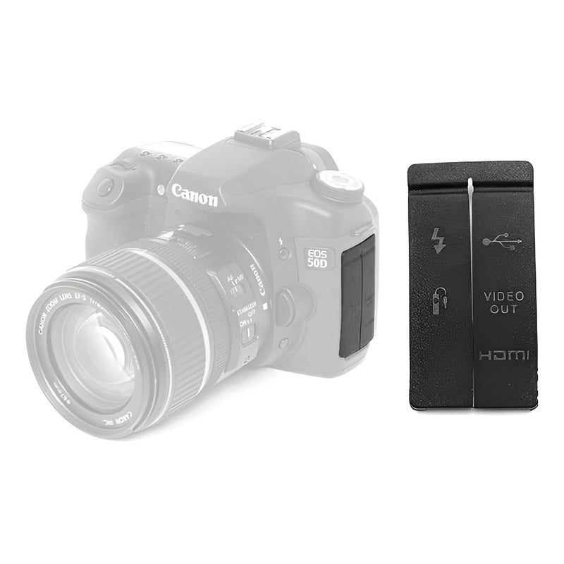 TAPA COBERTOR GOMA CAUCHO CONEXIONES CANON 50D NEGRO