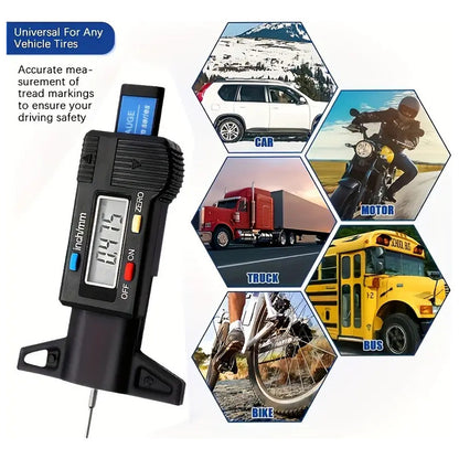 MEDIDOR DIGITAL LCD PROFUNDIDAD NEUMÁTICOS LLANTAS VEHICULO NEGRO