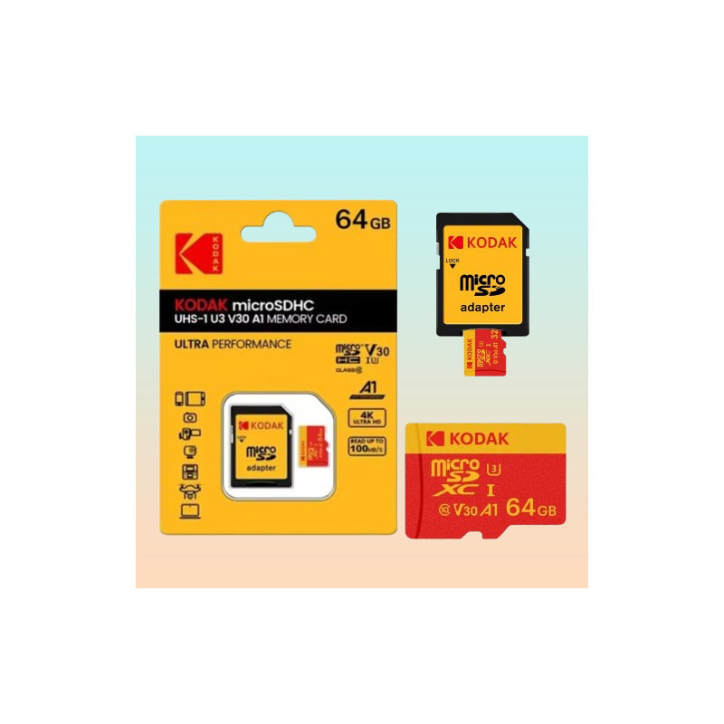 TARJETA MICRO SD 64GB KODAK A1 V30 XC C10 I3 4K ADAPTADOR SD