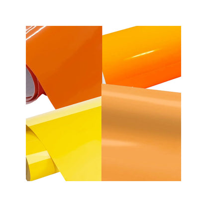 4X VINILO 12X12 GAMA CÁLIDO AMARILLO NARANJA BRILLANTE CAMEO MULTICOLOR