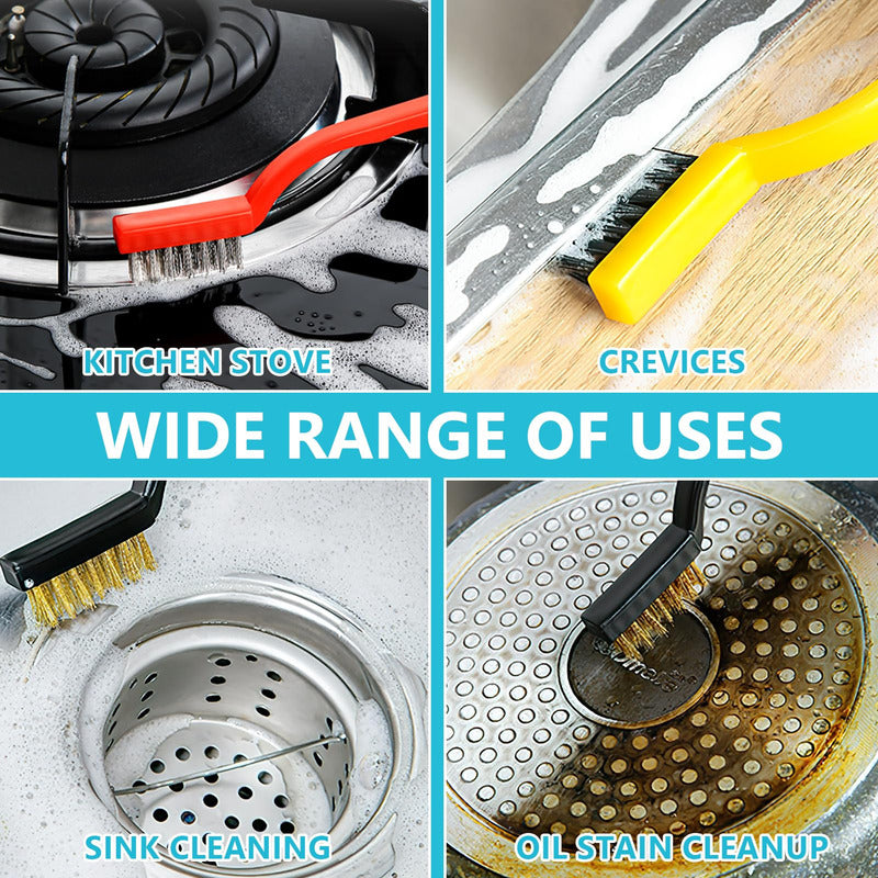 SET 3 CEPILLOS TRABAJO PESADO INDUSTRIAL ACERO LATÓN NYLON