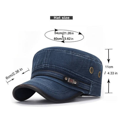GORRA PLANA TIPO MILITAR AZUL ACERO / JEAN AJUSTABLE FASHION AZUL ACERO AJUSTABLE