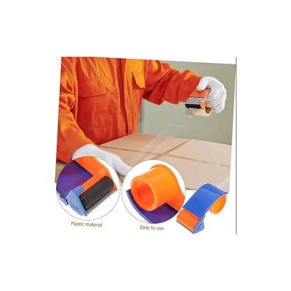 DISPENSADOR CORTADOR CINTA EMPAQUE LIGERO PORTATIL OFICINA NARANJA/AZUL